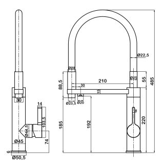 Смеситель для кухни Swedbe Selene Plus 8640K в комплекте с фильтром Аквафор Кристалл нержавеющая сталь/чёрный